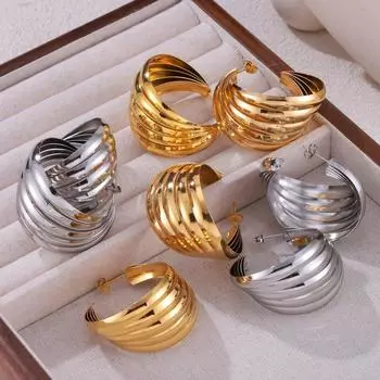 Простые и преувеличенные серьги-полукольца из титановой стали, индивидуальное творчество, легкий роскошный дизайн, серьги, универсальные серьги, для женщин