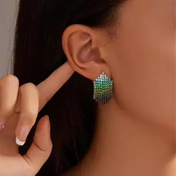 Простые и универсальные геометрические серьги со стразами, женские роскошные серьги в стиле нишевого дизайна, 1 пара