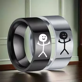 Простые индивидуальные хип-хоп забавные кольца со стикерами на средний палец модные простые кольца для парных колец ювелирные подарки 6 серебряный