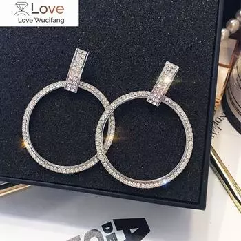 Простые индивидуальные универсальные украшения 2 цвета Кристалл из австрийского серебра 925 пробы игольчатые круглые темпераментные серьги женские золотой