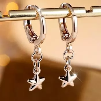 Простые индивидуальные золотые серьги-подвески в форме пентаграммы и звезды для женщин, модные ювелирные изделия в подарок золотой