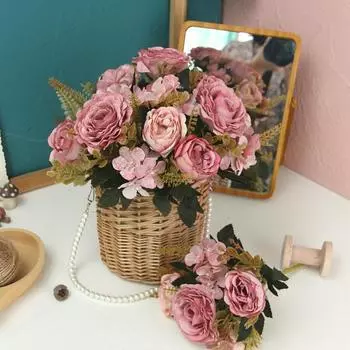 Простые искусственные цветы Тонкая работа Реалистичные орнаменты оранжевый