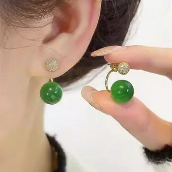 Простые изящные серьги-пусеты с зеленым опалом 2024 Новое поступление Трендовые Свежие Легче всего сочетать Серьги Доступная роскошь Серебряные серьги-пусеты Женские Green Cat s Eye Stud Earrings