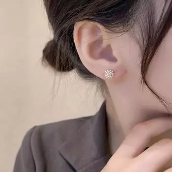 Простые изысканные геометрические серьги с жемчугом в японском корейском стиле