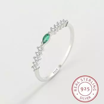 Простые классические кольца из стерлингового серебра 925 пробы для женщин, простые кольца с зеленым цирконом, обручальные кольца, вечерние украшения, подарки на день рождения 6 серебряный