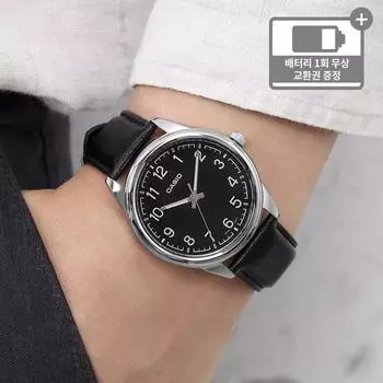 Простые классические мужские кожаные часы Casio