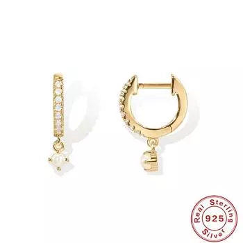 Простые классические универсальные серьги из стерлингового серебра 925 пробы с опалом и темпераментным жемчугом, серьги с четырьмя застежками и бриллиантами 925 Silver