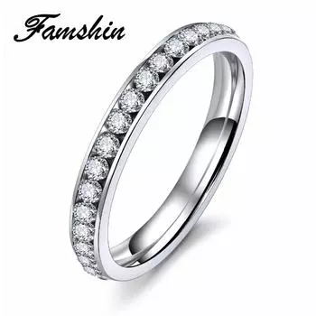 Простые кольца из нержавеющей стали со стразами, обручальное кольцо для женщин, ювелирные изделия, подарки 6