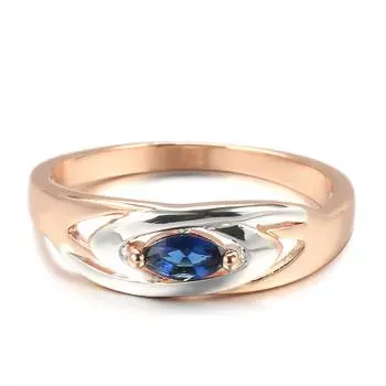 Простые кольца с синим цирконием для женщин, золотые, серебряные, винтажные повседневные украшения 6 синий