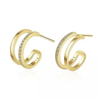 Простые компактные полукруглые модные циркониевые сверкающие классические серьги-гвоздики для женщин, ослепительные женские элегантные аксессуары, вневременные ювелирные изделия золотой