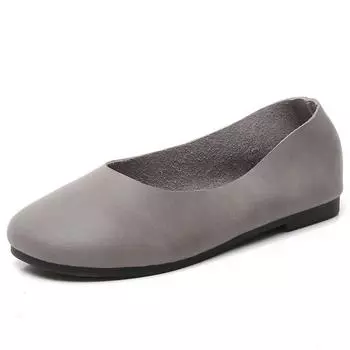 Простые кожаные туфли ручной работы в стиле дзен с мягкой подошвой, женские туфли для мам с плоской подошвой и неглубоким горлышком, одинарные туфли четырех сезонов 35 света загар