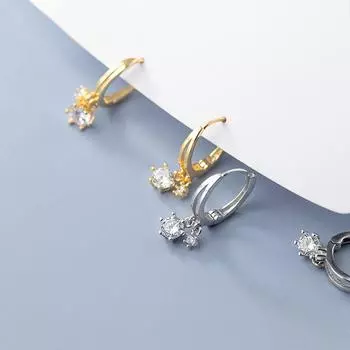 Простые круглые серьги-пряжки 2024 года, новые маленькие серьги в стиле «свежий темперамент», женские серьги 1 pair белого золота