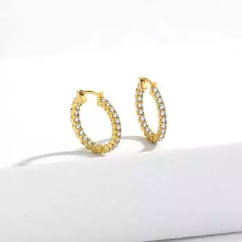 Простые круглые серьги-пряжки с бриллиантами, высококачественный дизайн, экологически чистые