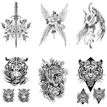 Простые крылья тигра половина руки имитация татуировки переноса воды временная одноразовая татуировка наклейка 120*190mm