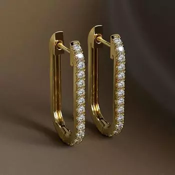 Простые квадратные серьги-клипсы женские, микроинкрустация цирконами, французский темперамент, стиль интернет-знаменитости