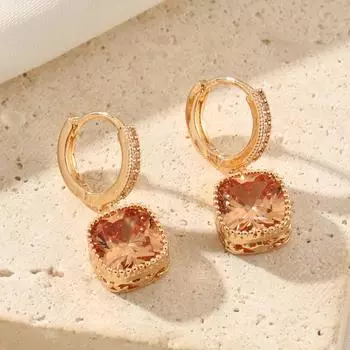 Простые квадратные серьги-подвески для женщин, серьги с кубическим цирконием, ювелирные изделия, аксессуары для вечеринок золотой