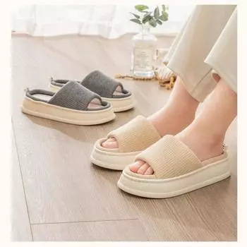 Простые льняные тапочки для мужчин и женщин, домашние латексные тапочки на утолщенной мягкой подошве, нескользящие тапочки 36-37 зелёный