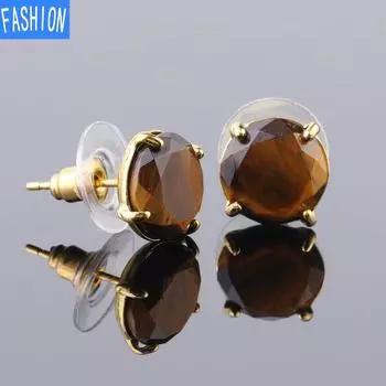 Простые летние серьги с круглым вырезом из натурального кристалла, позолоченный комплект в виде когтей с изысканными серьгами в форме бобов, ювелирные изделия с кристаллами opal