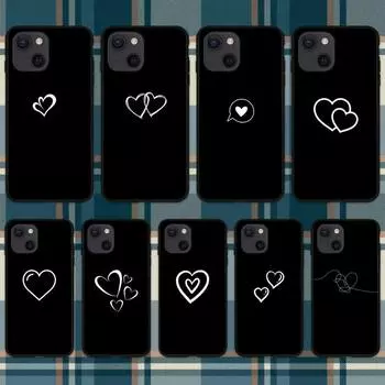 Простые линии Love Hear чехол для телефона iPhone 11 12 Mini 13 14 15 Pro XS Max X Plus SE XR Shell iPhone15promax