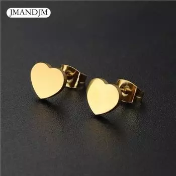 Простые маленькие и милые серьги-гвоздики в форме персикового сердца для женщин серебряный