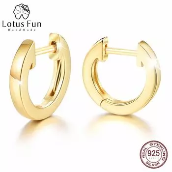 Простые маленькие круглые серьги-кольца из 18-каратного золота для женщин, ювелирные изделия из твердого серебра 925 пробы