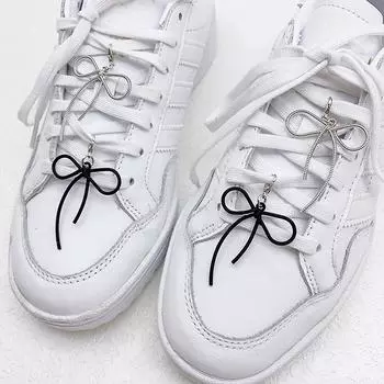 Простые металлические банты для обуви, украшения, банты, шнурки, пряжки для девочек, повседневная парусиновая обувь, подвески, аксессуары чёрный