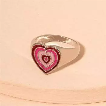 Простые металлические кольца с красным сердцем для пар для женщин и мужчин, открытые кольца на палец в стиле хип-хоп для девочек и мальчиков, дизайн ювелирных изделий, женское кольцо, подарок серебряный