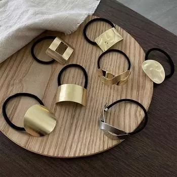 Простые металлические модные резинки для волос, геометрические полые золотые головные уборы, резинки для волос, женские корейские аксессуары для волос для женщин