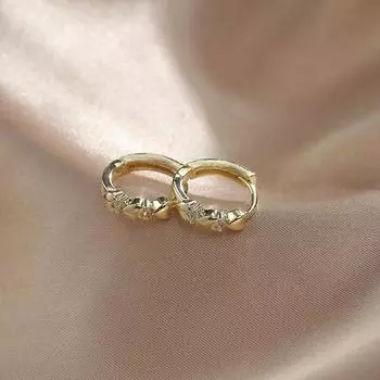 Простые металлические серьги для женщин, французские персонализированные аксессуары, универсальные серьги, серьги с цирконием, пряжки для ушей.