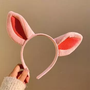 Простые милые аксессуары для волос Женские студенческие повязки на голову для умывания Плюшевые мультяшные повязки на голову с ушками поросенка Дропшиппинг