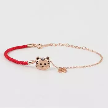 Простые милые браслеты с тигром на удачу для женщин, ювелирные изделия из стерлингового серебра 925 пробы, модные браслеты для девочек, подарки на Новый год и день рождения 15-19cm розового золота