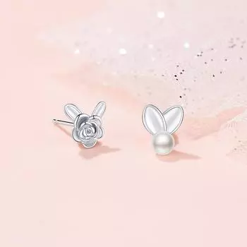 Простые мини-серьги-гвоздики с искусственным жемчугом и цветком, женские асимметричные маленькие серьги-листья Mori Temperament