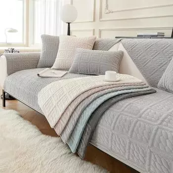 Простые модели осень-зима молочный бархат диванная подушка плюшевая спинка подлокотник подушка полотенце диванный чехол 30*50 синий