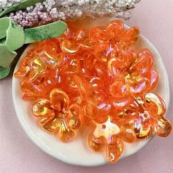 Простые модные акриловые УФ-цветные большие цветочные бусины нерегулярные 10 шт. для сережек 21,4*23,6 мм модные прозрачные ожерелья ювелирные изделия маркировка красный