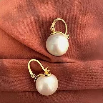 Простые модные большие серьги-подвески с жемчугом в новом корейском стиле Brincos Jewelry Wholesale