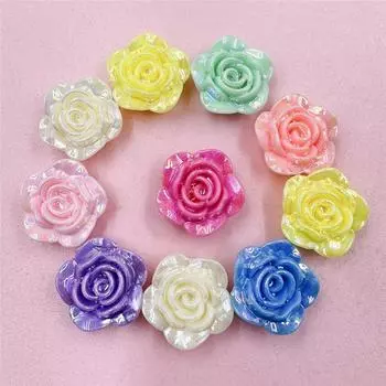 Простые модные бусины в виде розы, цветы, акрил, креативные ювелирные изделия «сделай сам», аксессуары, перфорированные с плоским дном, 10 шт., 19,2 мм, подвески, подвески, изысканные ювелирные изделия разноцветный