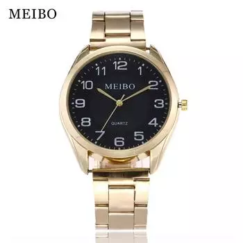 Простые модные деловые цифровые часы с местным тираном, золотым стальным ремнем, кварцевые часы для пары