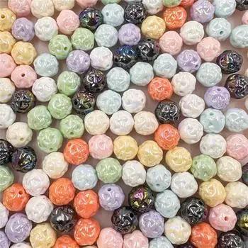 Простые модные DIY ручной работы 5 шт. ожерелье 14,8 мм красочные украшения акриловые бусины аксессуары для браслетов цветочные шарики изысканные ювелирные изделия фиолетовый