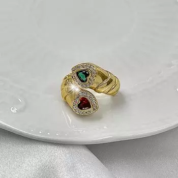 Простые модные гладкие романтические циркониевые геометрические открытые кольца с сердечками для женщин золотой