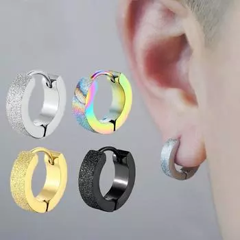 Простые модные глазированные модные ювелирные изделия из нержавеющей стали в корейском стиле, серьги-кольца для мужчин серебряный