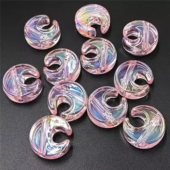 Простые модные креативные материалы, прозрачные бусины в виде звезд и луны, 24 мм, браслет с УФ-покрытием, ожерелье, 5 шт., аксессуары для ювелирных изделий своими руками зелёный