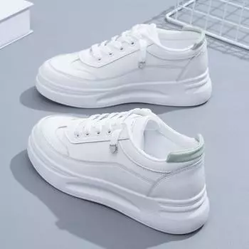 Простые модные кроссовки, женские осенние новые резиновые кексы с мягкой подошвой, утягивающие легкие белые туфли, женские смешанные партии 35