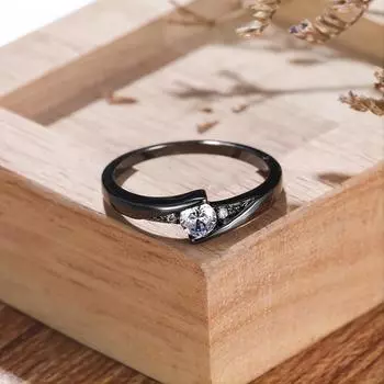 Простые модные круглые кольца для женщин, винтажное обручальное кольцо черного и золотого цвета, ювелирные изделия для банкета, подарок на годовщину 6 чёрный