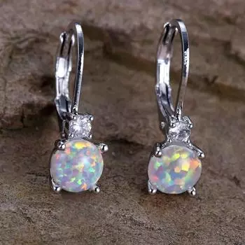 Простые модные маленькие круглые серьги с камнями для женщин, классические серьги-кольца серебряного цвета, свадебные украшения для помолвки серебряный/белый