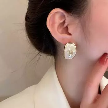 Простые модные металлические серьги-гвоздики с буквами Новые дизайнерские персональные серьги Pendientes Pendientes белый