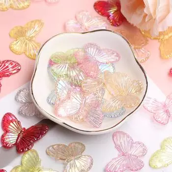 Простые модные модные ювелирные аксессуары, подарочные лазерные красочные материалы ручной работы «сделай сам», 50 шт. для ожерелья, бусины-бабочки, изысканные ювелирные изделия