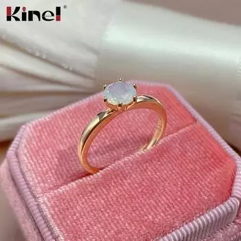 Простые модные обручальные кольца Kinel из розового золота для женщин 7 розового золота