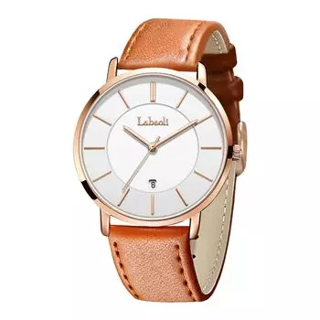 Простые модные повседневные деловые часы с японским кварцевым механизмом, циферблатом 40 мм, ремешок из натуральной кожи, ремешок унисекс, корпус из розового золота, белые мужские ультратонкие 6,5 мм