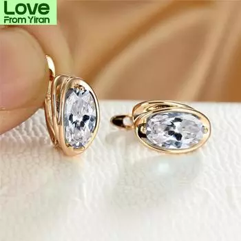 Простые модные радужные овальные серьги из камня, милые свадебные серьги золотого цвета, женские роскошные серьги-кольца из кристаллов для женщин красный