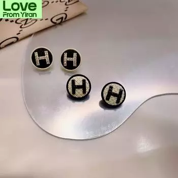 Простые модные серьги-гвоздики со стразами в виде букв, новый корейский стиль, оптовая продажа ювелирных изделий Brincos